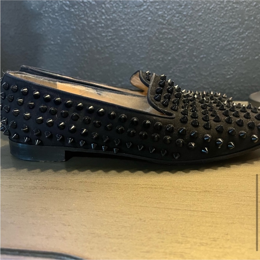 Christian Louboutin Black Spiked Loafers - Picture 6 of 11
